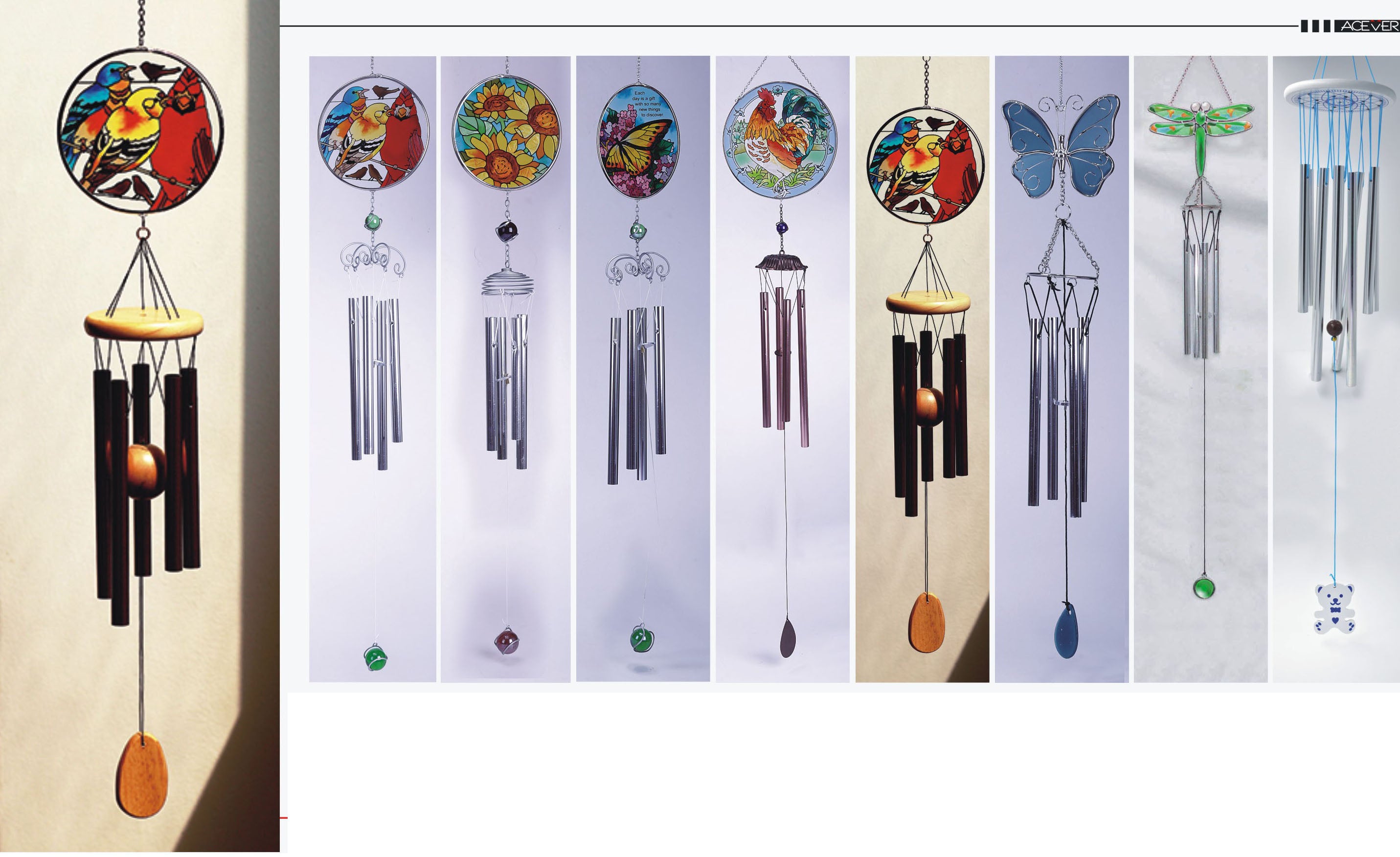 Art glass windchimes, suncatchers, art panels, candlewares, magnets, bookmarks,