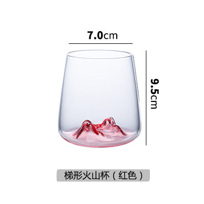 Glass Cups with novelty volcano bottom