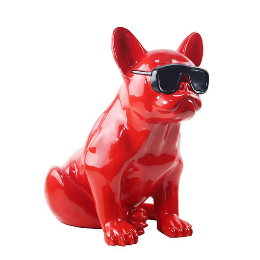 Status figurines for interior decoration Dog wearing Sunglasses