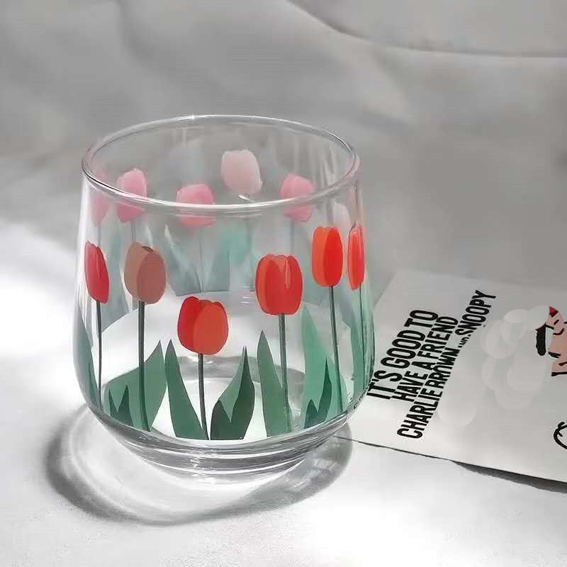 Acever Glass Cup Tulip Mug for Espresso, Latte, Cappuccino, Tea, Milk and Water, Dishwasher safe & microwavable - BPA, Lead and Cadmium Free (90mm)
