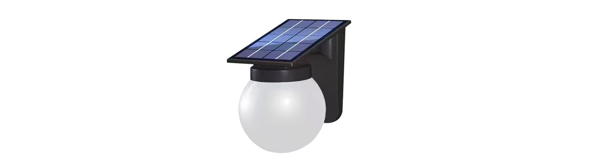 Garden light with a solar panel and a globe LED bulb