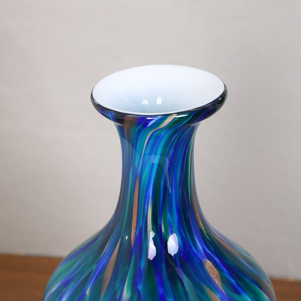 Glass Vase of Handblown Blue