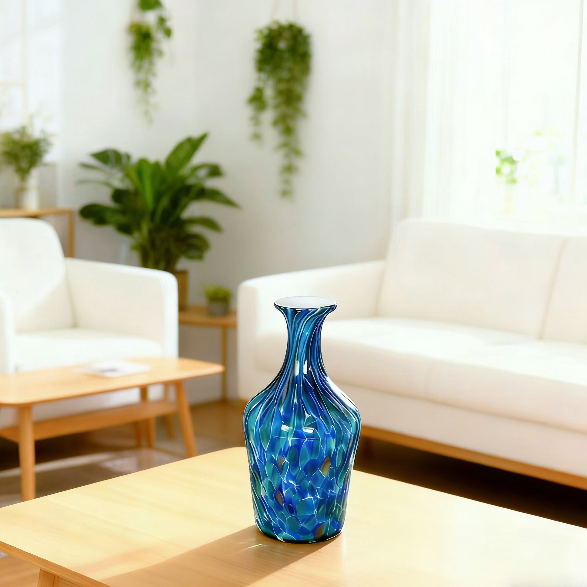 Glass Vase of Handblown Blue