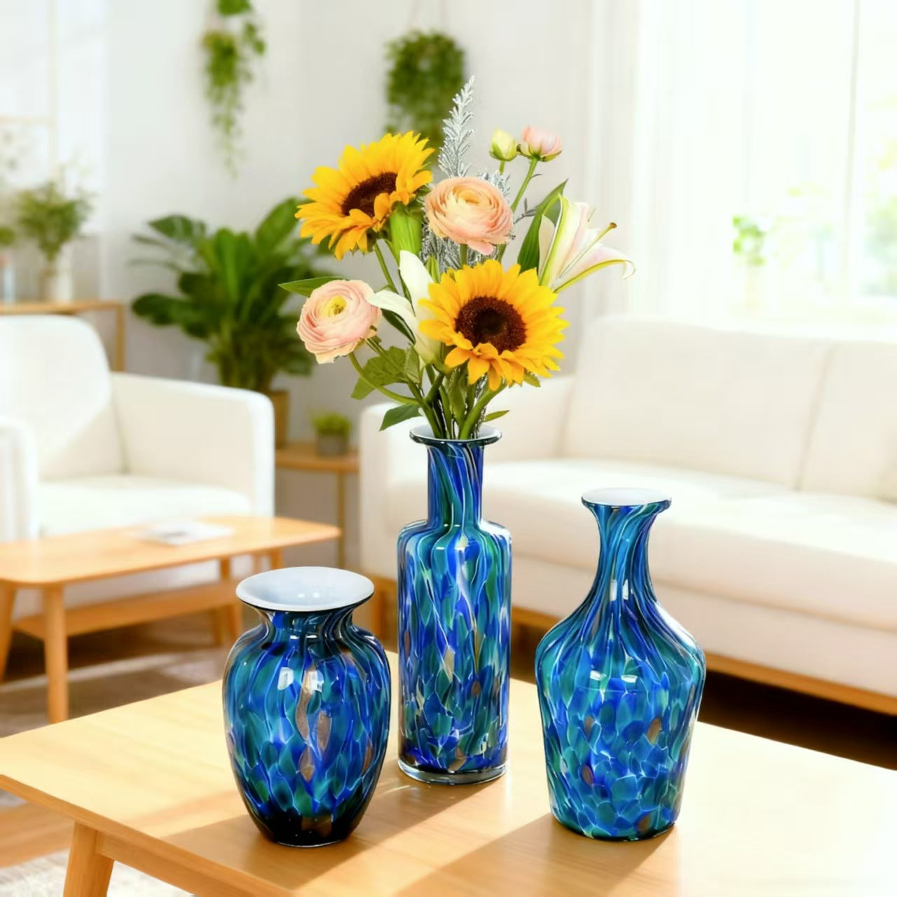 Glass Vase of Handblown Blue
