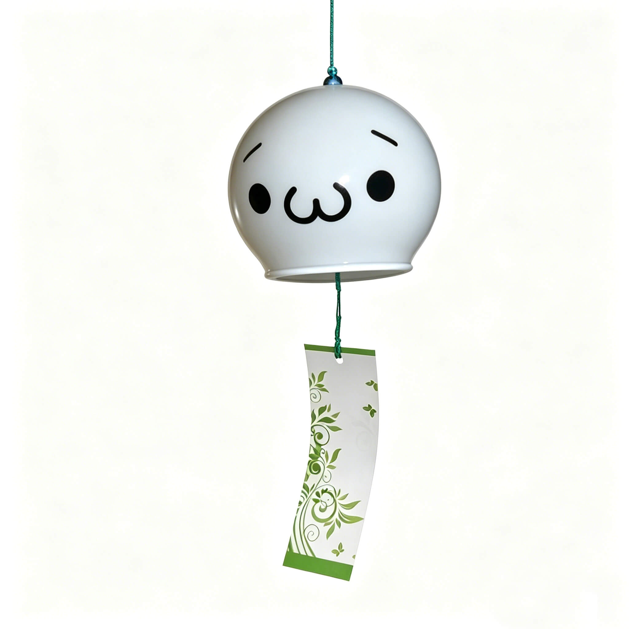 Acever Japanese Furin Glass Wind Chime – Happy Kawaii Face | Edo Style Wind Bell
