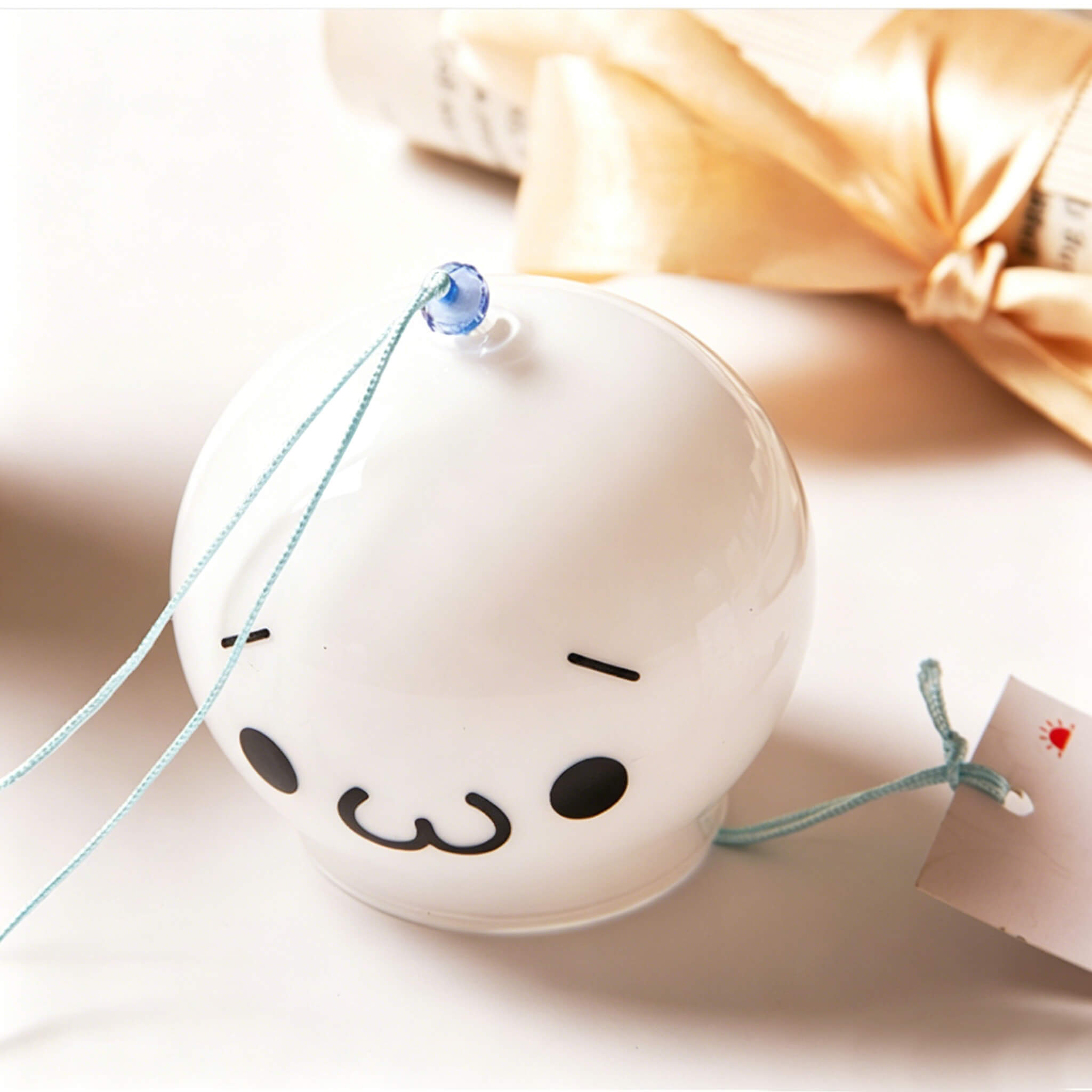 Acever Japanese Furin Glass Wind Chime – Happy Kawaii Face | Edo Style Wind Bell