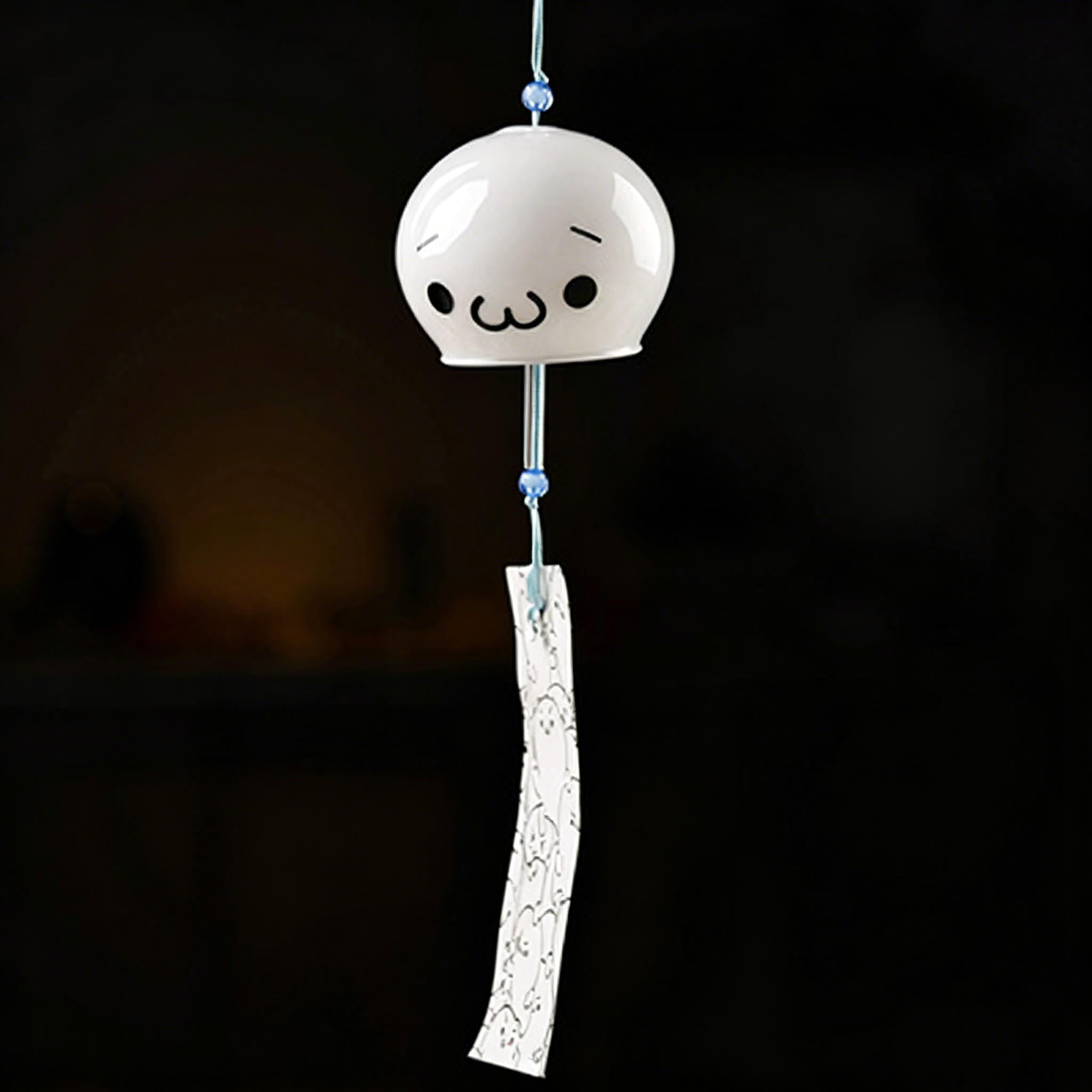 Acever Japanese Furin Glass Wind Chime – Happy Kawaii Face | Edo Style Wind Bell