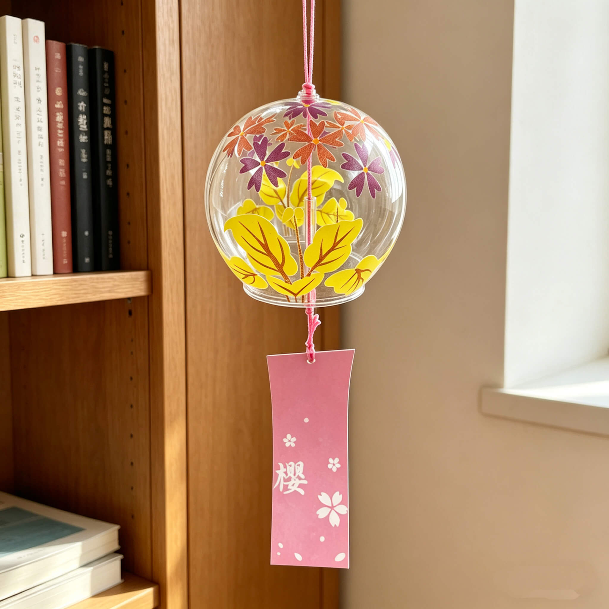 Acever Japanese Furin Glass Wind Chime – Autumn Maple & Sakura