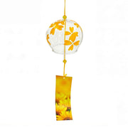 Acever Japanese Furin Glass Wind Chime – Golden Heart Flowers | Edo Style Wind Bell