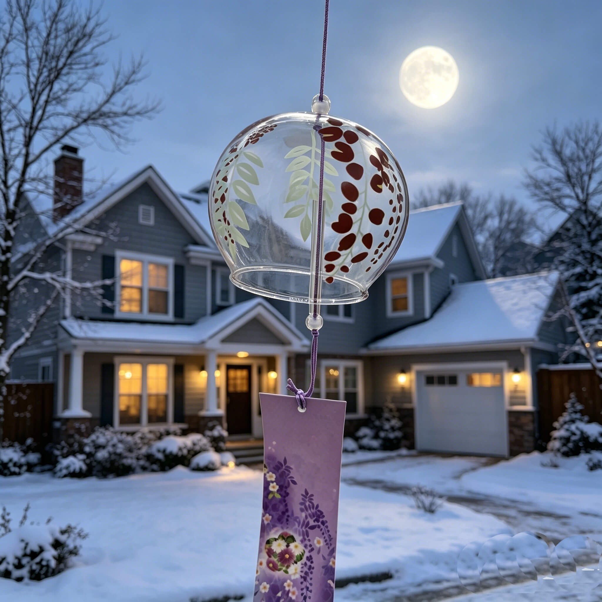 Winds Wisteriawell さま専用 商品B Acever Japanese Furin Glass Wind Chime – Purple Wisteria Fuji