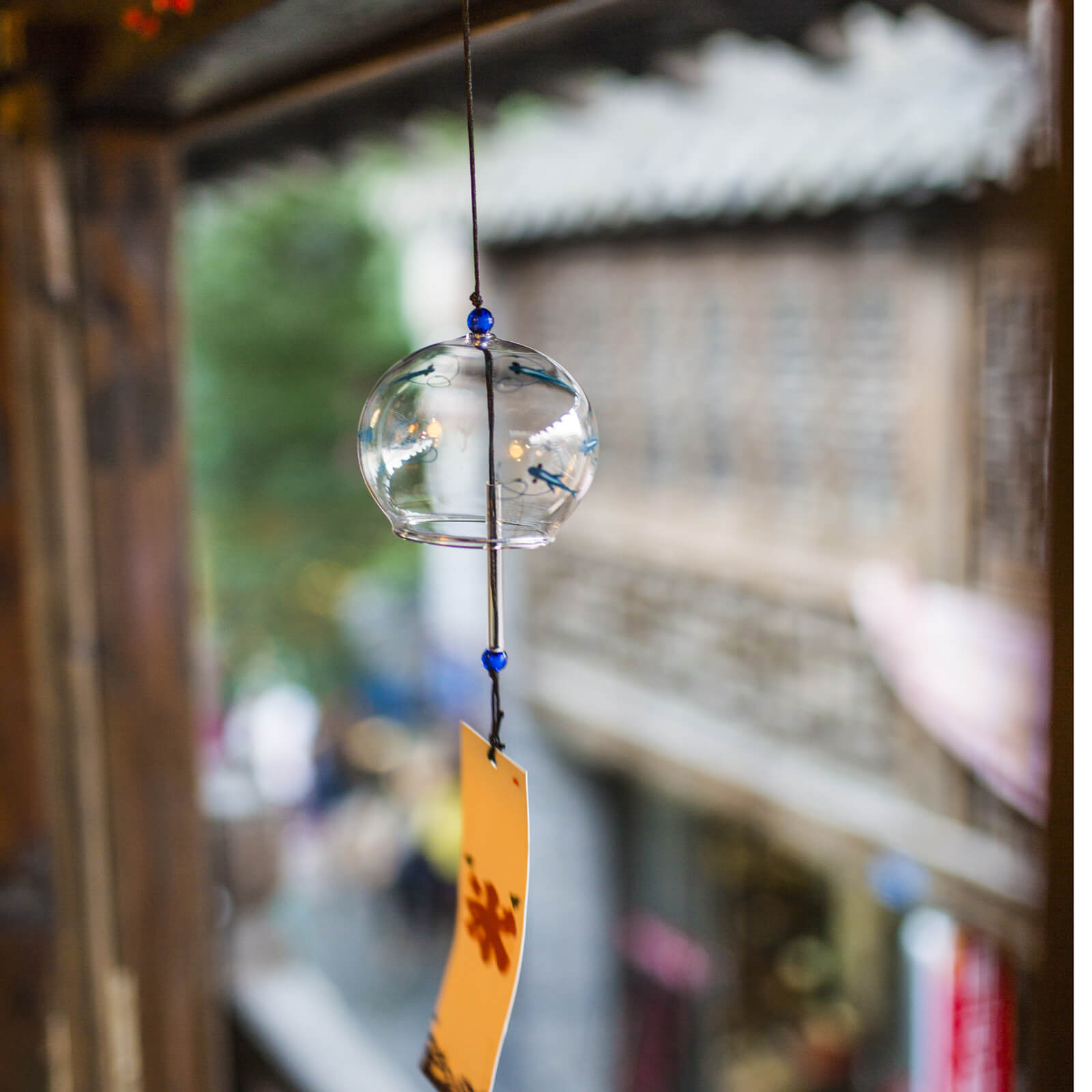 Acever Japanese Furin Glass Wind Chime – Blue Fish & Swirl | Edo Style Wind Bell