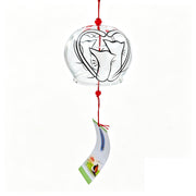 Acever Japanese Furin Glass Wind Chime – Cats in Love & Red Heart | Edo Style Wind Bell