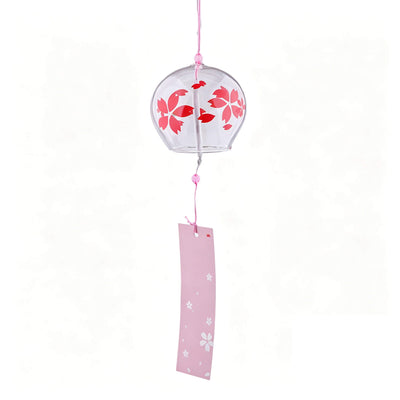 Acever Japanese Furin Glass Wind Chime – Red Sakura | Edo Style Wind Bell