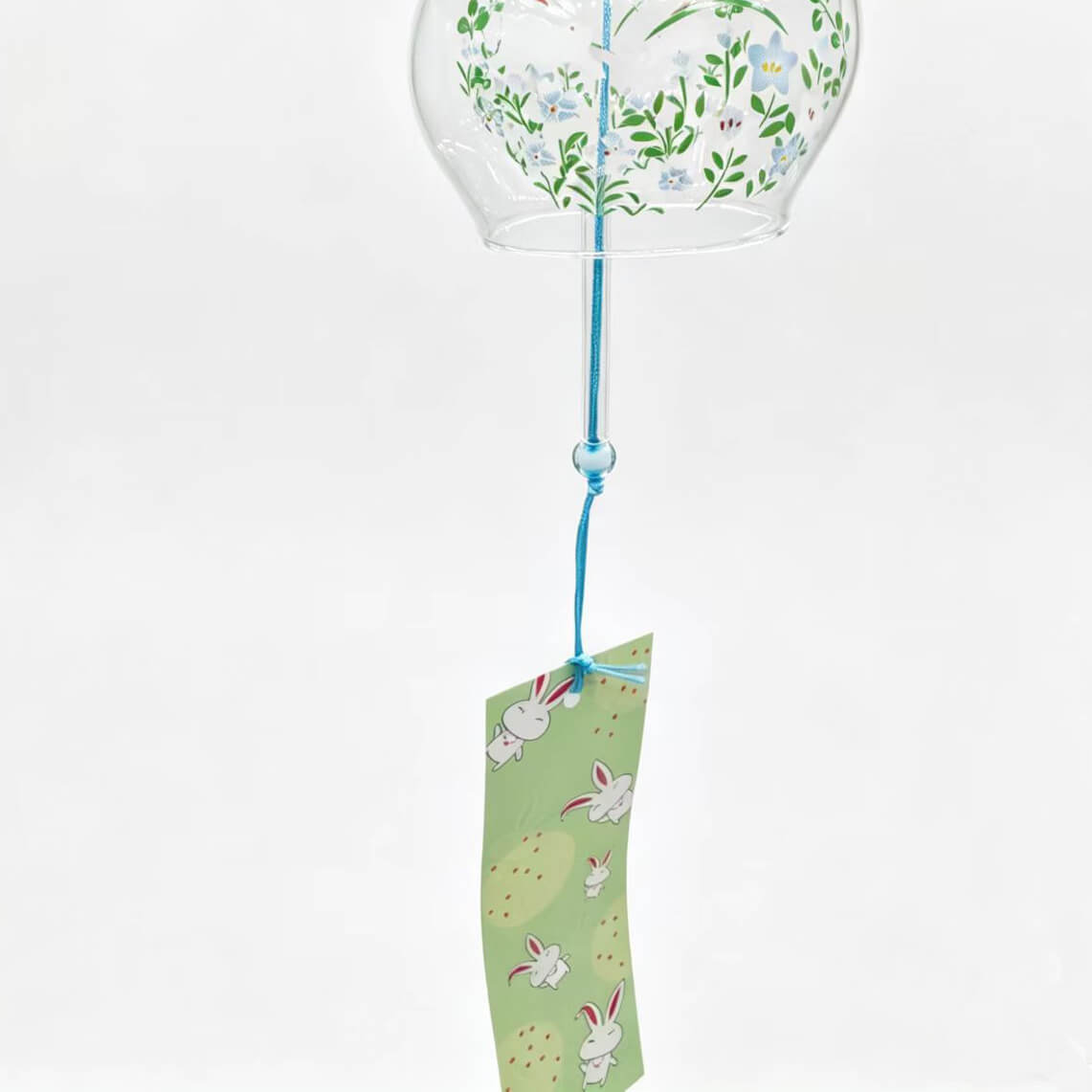 Acever Japanese Furin Glass Wind Chime – White Rabbit & Flower Garden | Edo Style Wind Bell