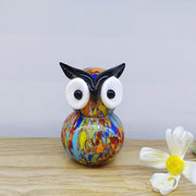 Vivid Spectrum Owl — Handblown Glass Figurine