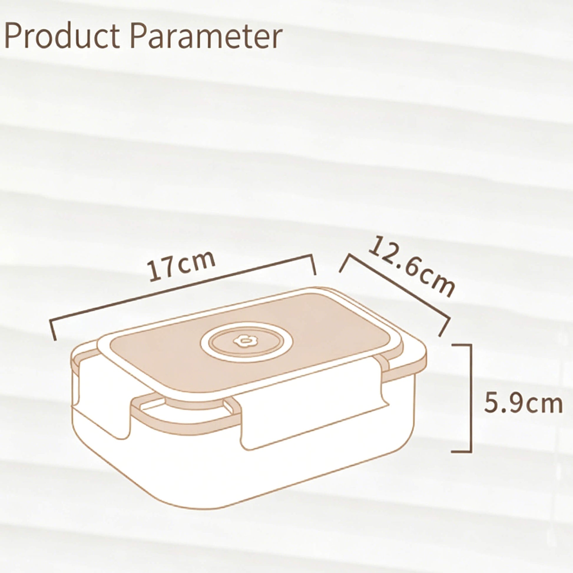 Product parameter diagram of Acever BX02 glass food container showing dimensions 17cm × 12.6cm × 5.9cm