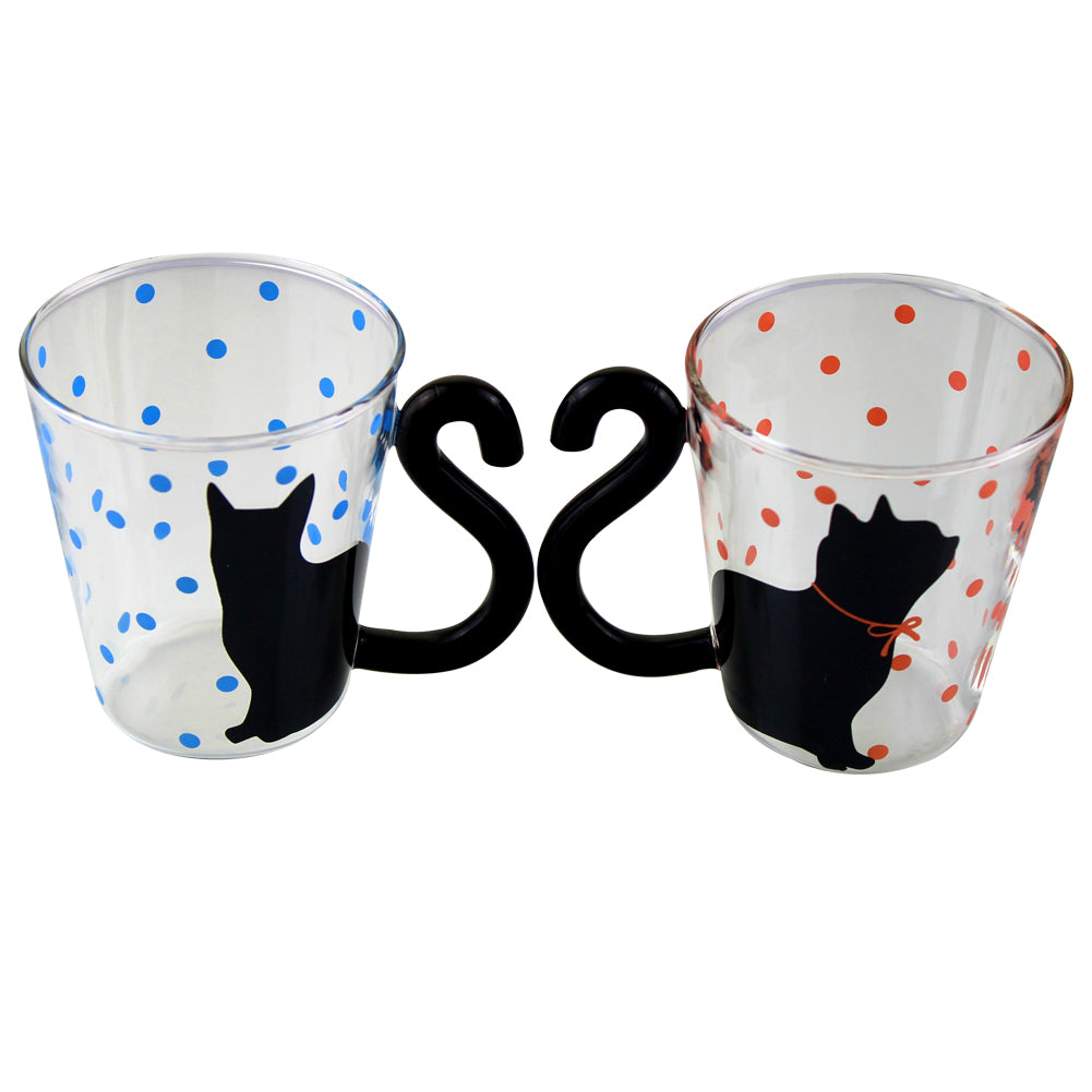 Glass Coffee Mug Tea Cup Birthday Christmas Gift, Cat Tail