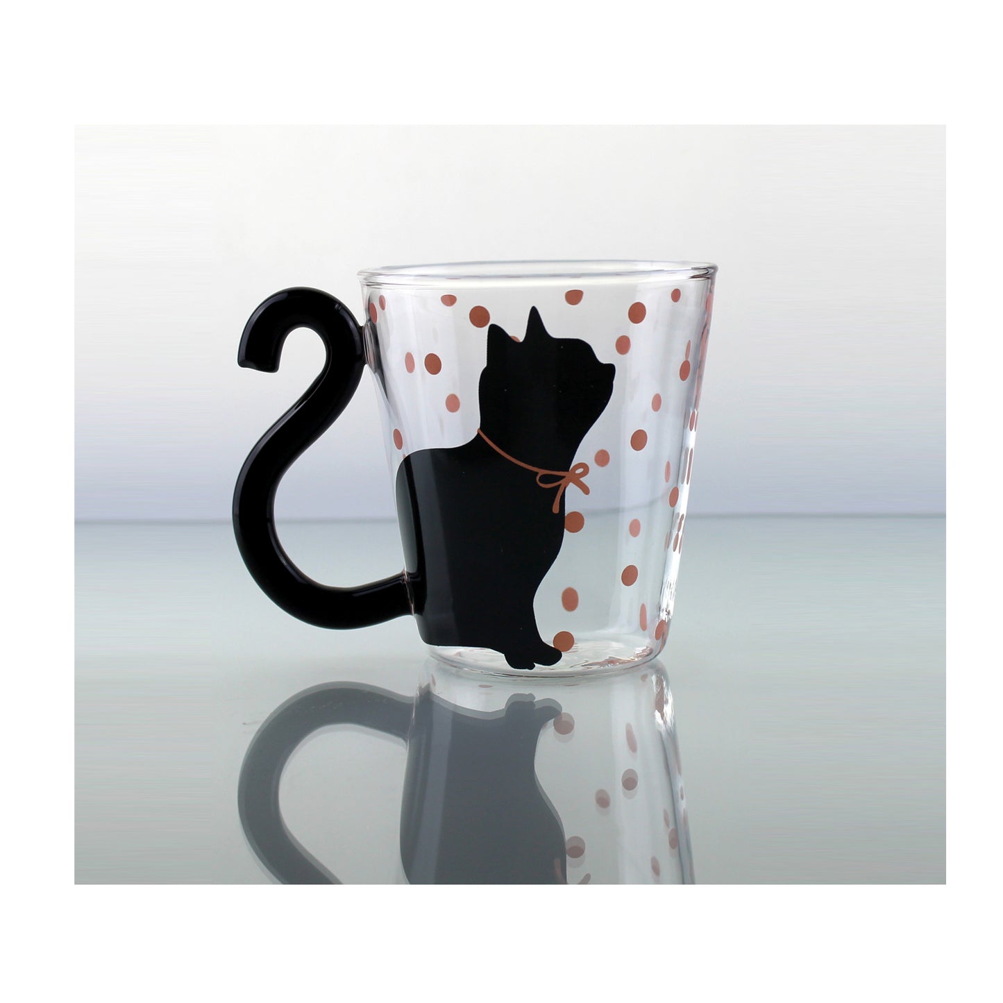 Glass Coffee Mug Tea Cup Birthday Christmas Gift, Cat Tail