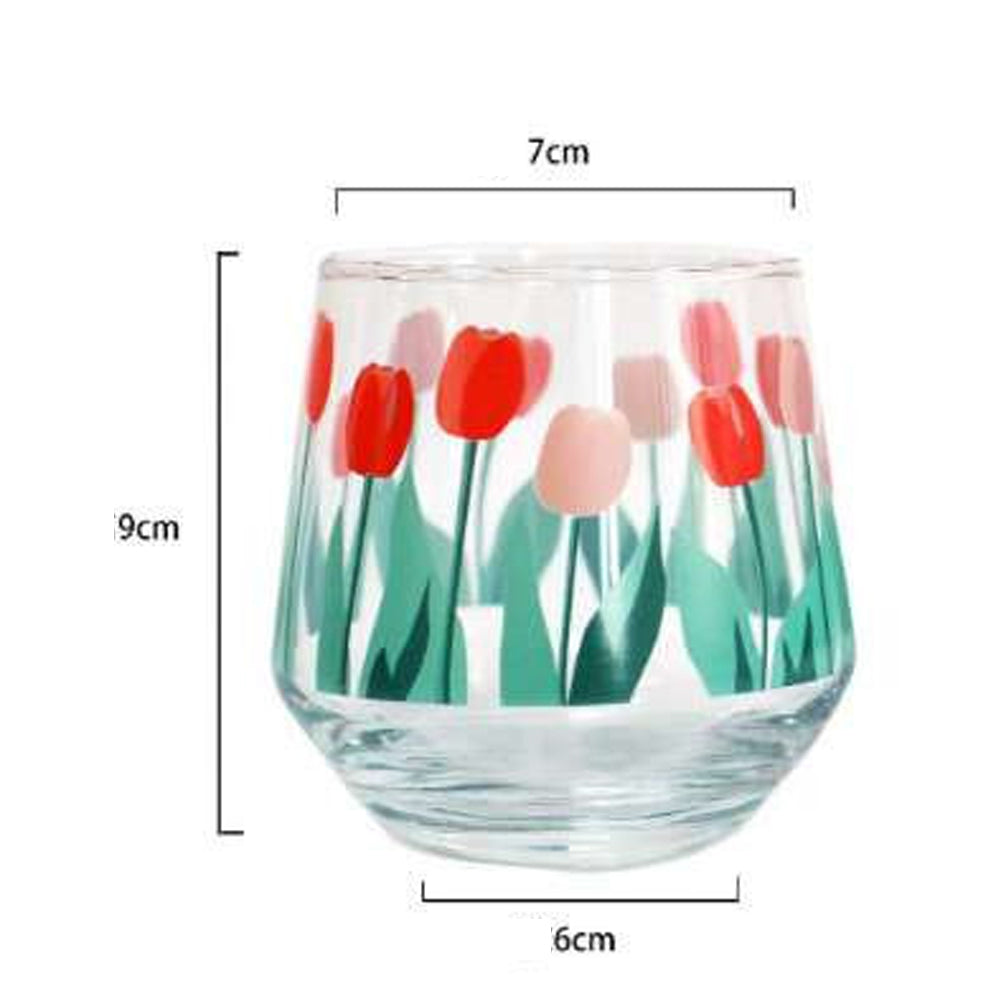 Acever Glass Cup Tulip Mug for Espresso, Latte, Cappuccino, Tea, Milk and Water, Dishwasher safe & microwavable - BPA, Lead and Cadmium Free (90mm)