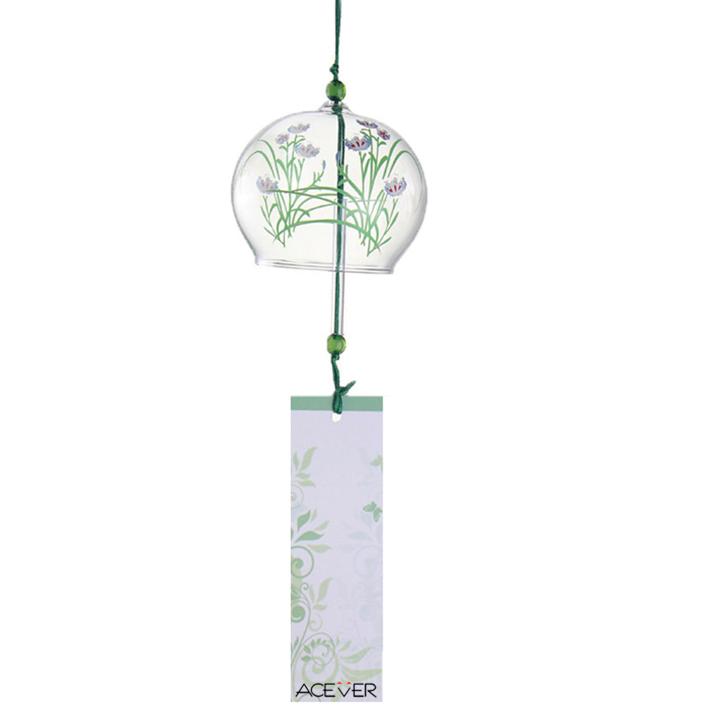 Glass Wind Chime Bell Suncatcher Birthday Gift Home Decoration, Orchid Flower