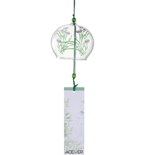 Glass Wind Chime Bell Suncatcher Birthday Gift Home Decoration, Orchid Flower
